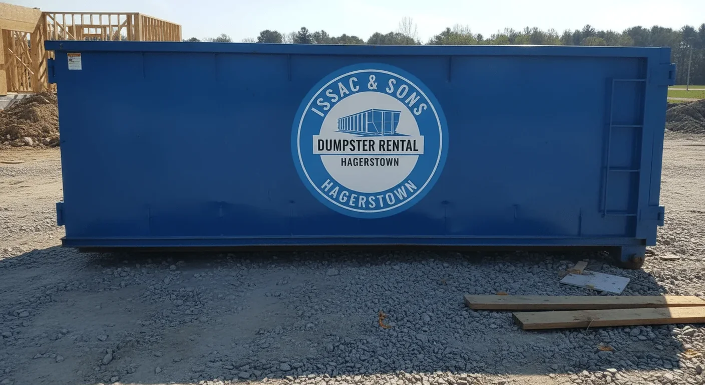 A Issac & Sons Dumpster Rental dumpster delivered to a residential driveway in Boonsboro, MD for a home cleanout project